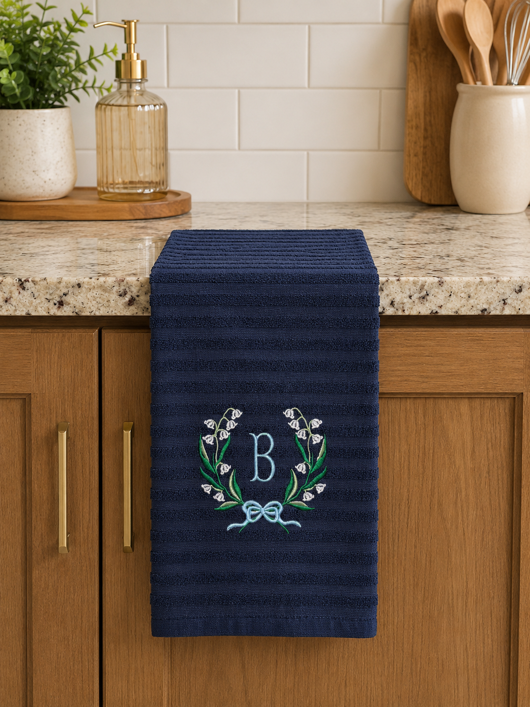 Lily of the Valley Monogram Dish Towel