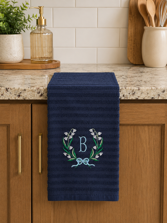 Lily of the Valley Monogram Dish Towel